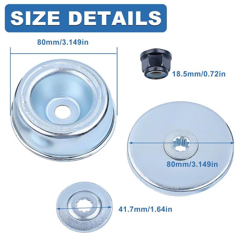 AUMEL Blade Adapter Attachment Rider Plate Thrust Washer Kit For Stihl FS90 FS120 FS200 FS250 Trimmers, Thrust Washer + Rider Plate + Thrust Plate + Collar Nut Parts Replace 4126 713 3100 - Image 4